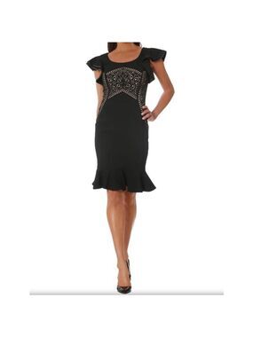 Nue by Shani - Flutter Sleeve Laser Cut Dress Size 12